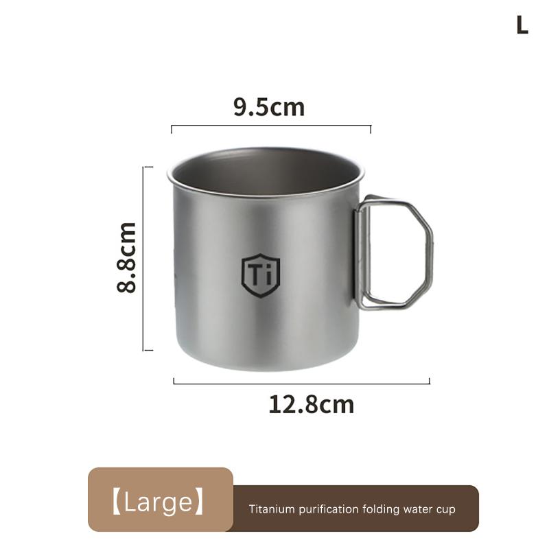 Titanium Steel Coffee Mug Cup With Foldable Handle Outdoor Camping Water Mug Tableware For Hot And Cold Beverages