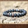 Trendy 8mm Natural Stone Lava Bracelets for Women Men Black Volcanic Rock Stone Braided Bangles