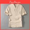 Traditional Shirts Men Men Summer Chinese Garments Short Sleeve Tops Men Linen Shirts Summer Casual Short Sleeve Oversize Big Size Large V Neck