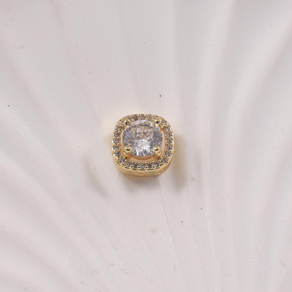 18K Gold-Plated Square Micro-Inlaid Zircon Spacer Beads, Versatile DIY Accessories