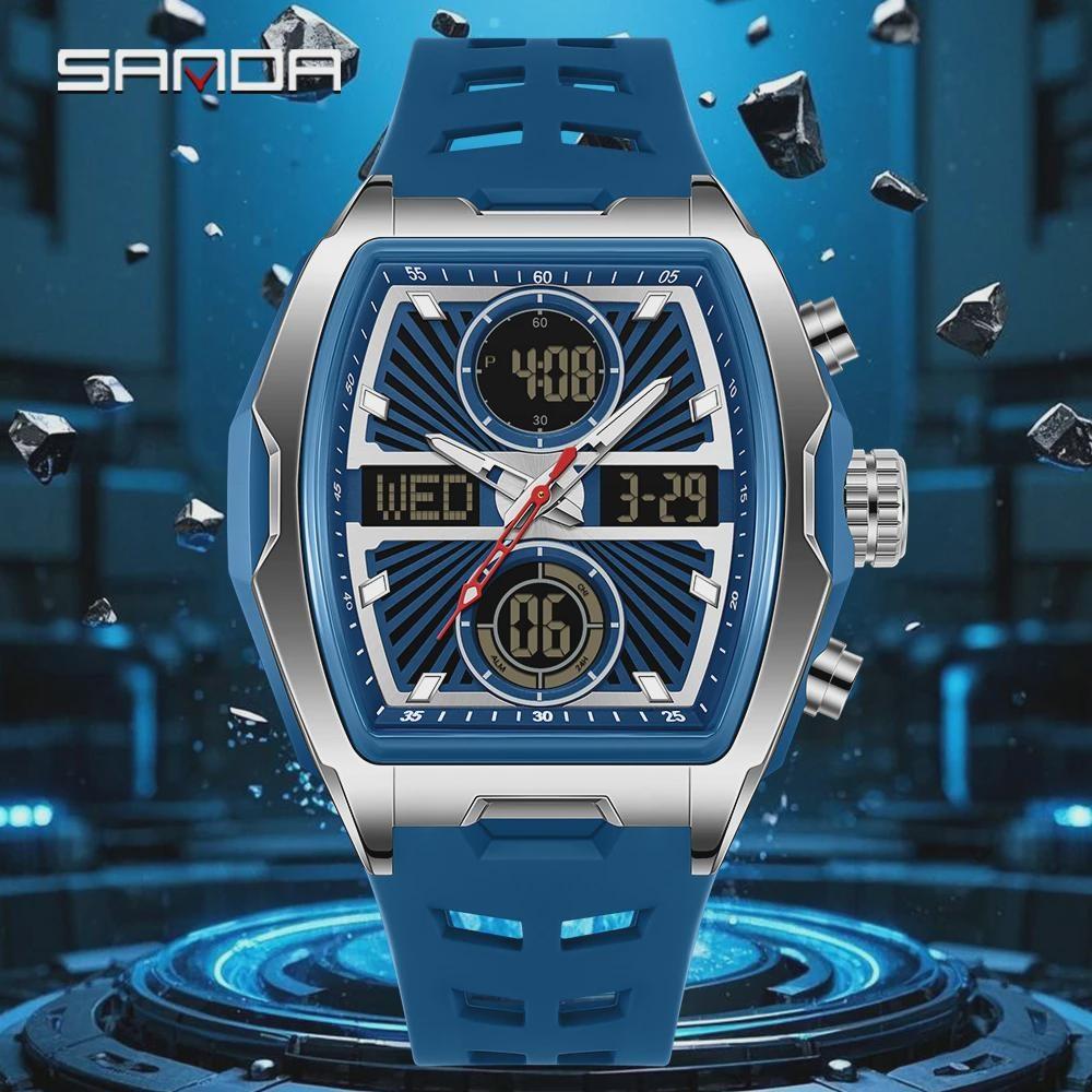 Men Wristwatch Quartz Watches Luxury Dual Display Chronograph Waterproof Sport Military Multifunction Male Digital Watch