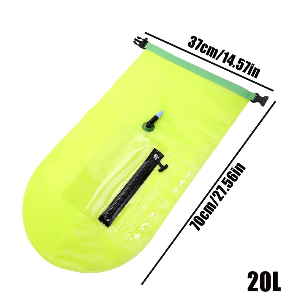 20 л Плавательный ведро Сумка-сухоход Надувная открытая плавательная буй Буксируемая сумка-сухоход Надувная спасательная плавательная буй ПВХ Надувной мешок для сушки на воздухе зелёный