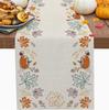 Autumn Leaves Pumpkin Table Runner: Linen Thanksgiving Decoration for Kitchen & Dining