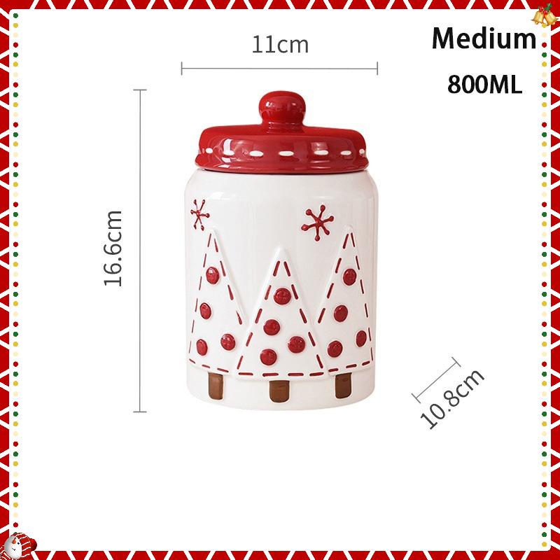 Nordic Style Santa Claus Elk Tree Round Ceramic Sealed Jar Candied Dried Fruit Nut Food Storage Container Kitchen Accessories