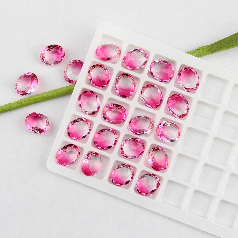 Ungebohrter ovaler Turmalin Farbverlauf Edelstein für DIY Schmuck, Schuhe, Taschen - 10x12mm