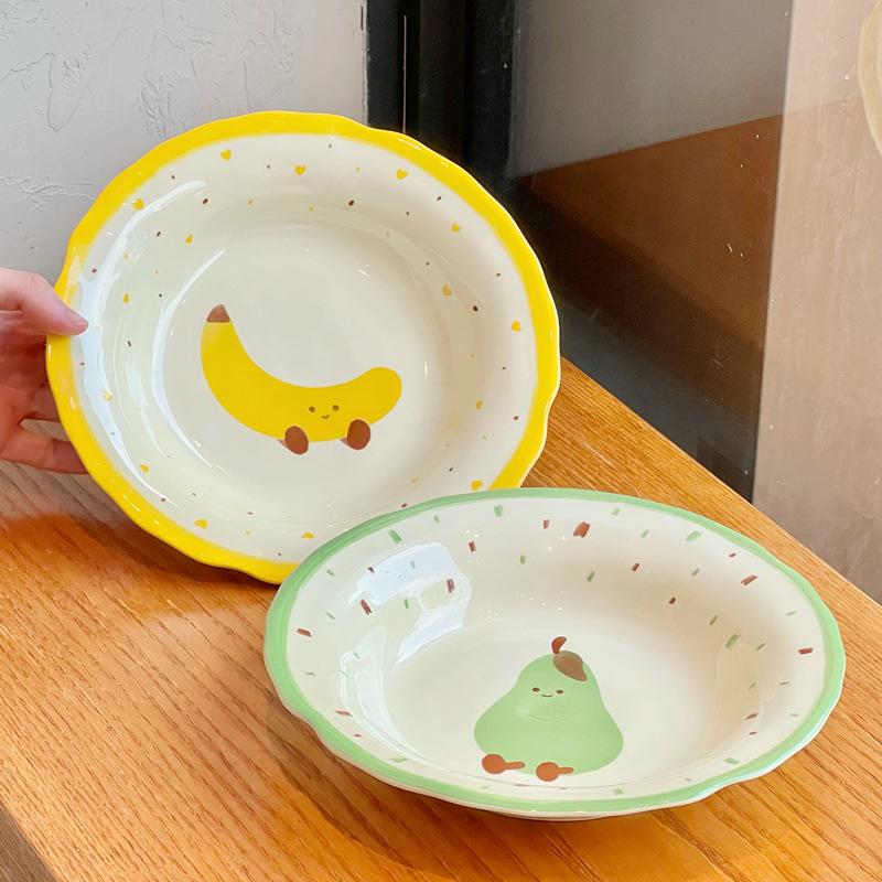 High value fruit croissant dish plate Underglaze color tableware Ceramic plate Dessert plate Vegetable plate Deep plate