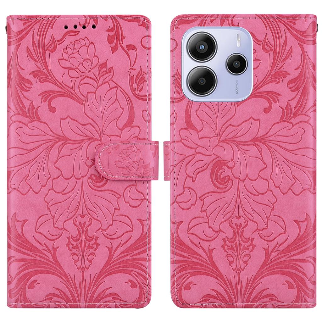 For Xiaomi Redmi Note 14 5G Leather Case Imprinted Floral Pattern Wallet Stand Flip Phone Cover