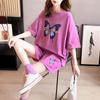 Casual Butterfly Print Short Sleeve Women's Set Loose Shorts Two-Piece Fashion Summer Wear Comfortable Versatile Outfit