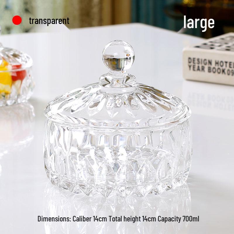 Elegant Crystal Glass Candy Jar: Exquisite Transparent Bowl for Sweets, Snacks & Jewelry