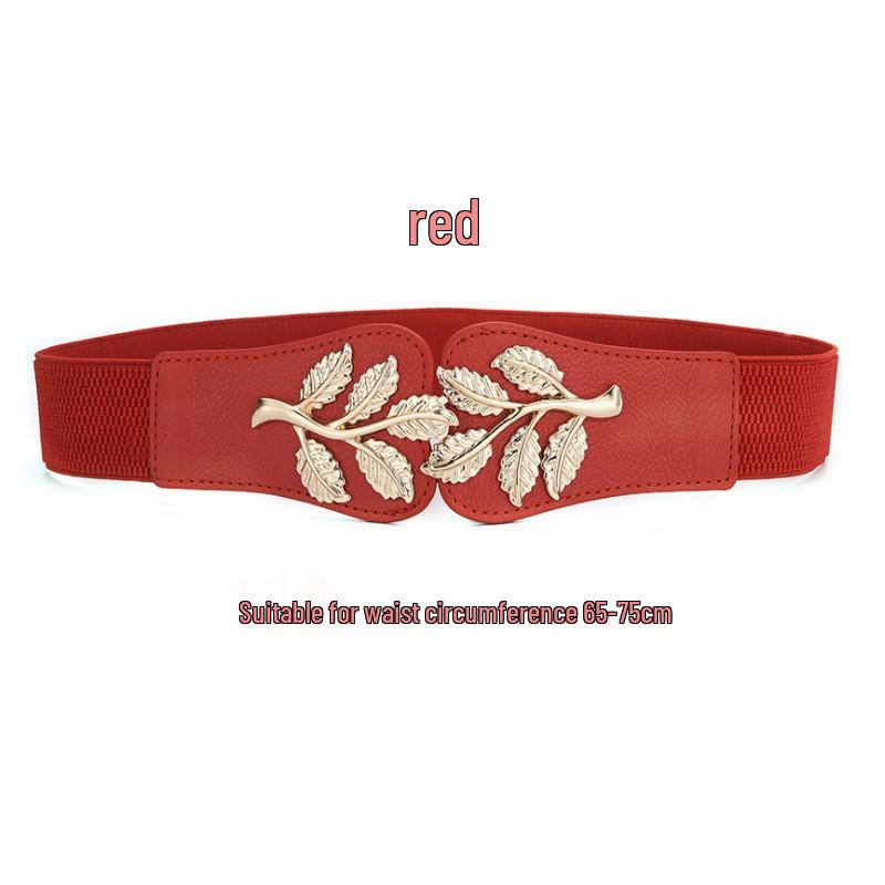 

Женский корсетный пояс на эластичной талии с листовым крючком - 3,8 см Модный эластичный узкий аксессуар красный