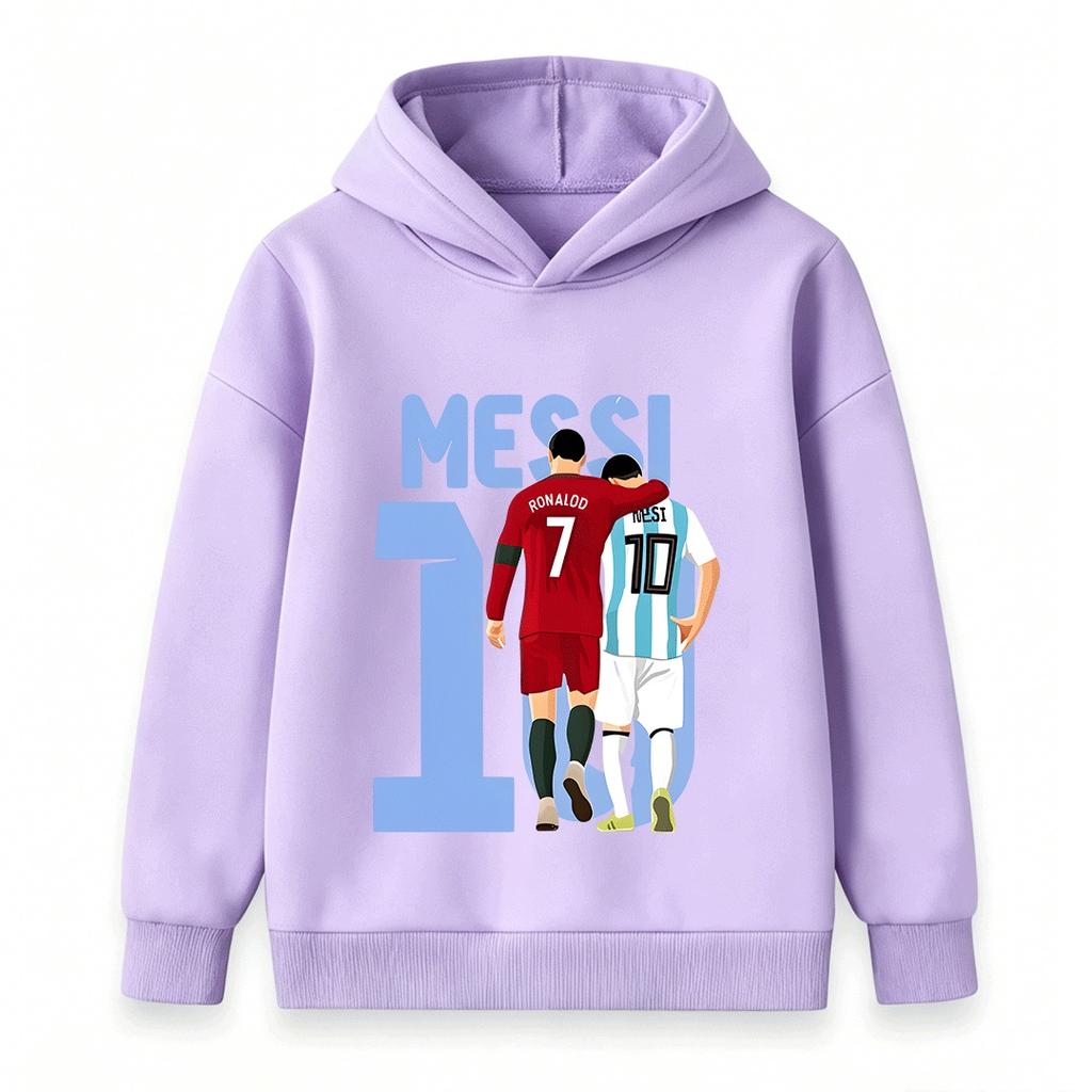 Kids Boys Girls Crew Neck Short Sleeve 100% Cotton T-Shirt, Football Superstar Pattern Casual Soft Comfortable Tee for Daily Sports Outdoor Wear