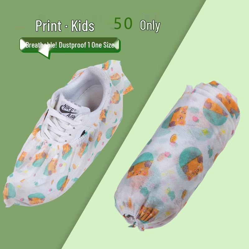 Children's and Adult Non-Slip Cartoon Shoe Covers - Thick, Disposable, Wear-Resistant, Non-Woven Fabric for Indoor Use