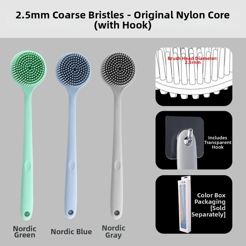 Bath Brush Silicone Long Handle Double-Sided For Back Scrubbing For Deep Cleansing And Massage Bathroom Cleaning Brush