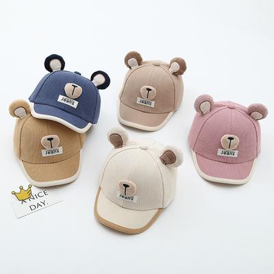 Cartoon Bear Ear Baby Baseball Hat Spring Cotton Toddler Boy Girl Duck Tongue Cap Korean Solid Color Kids Sun Visor Hats