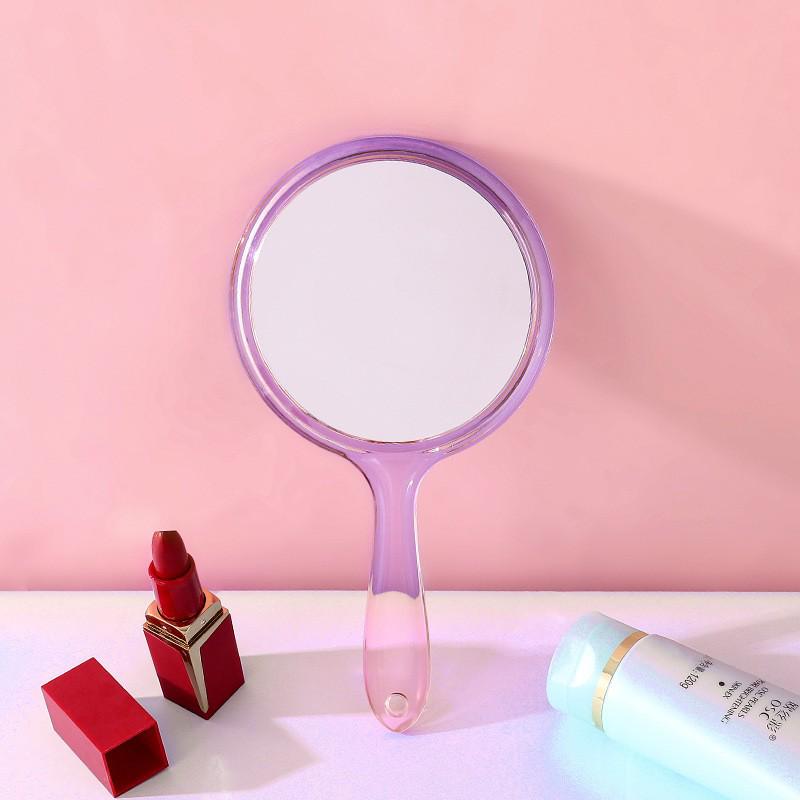 Large Portable Double-Sided Makeup Mirror with Handle - One Side Magnifying, Transparent & Travel-Friendly