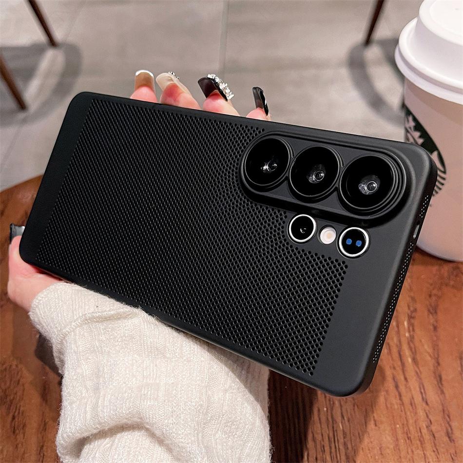 Wärmeableitendes atmungsaktives Netz-PC-Gehäuse für Samsung Galaxy S26 S2 S24 S23 S22 Ultra S21 Plus Linsenschutz Dünne matte Hartschalenabdeckung