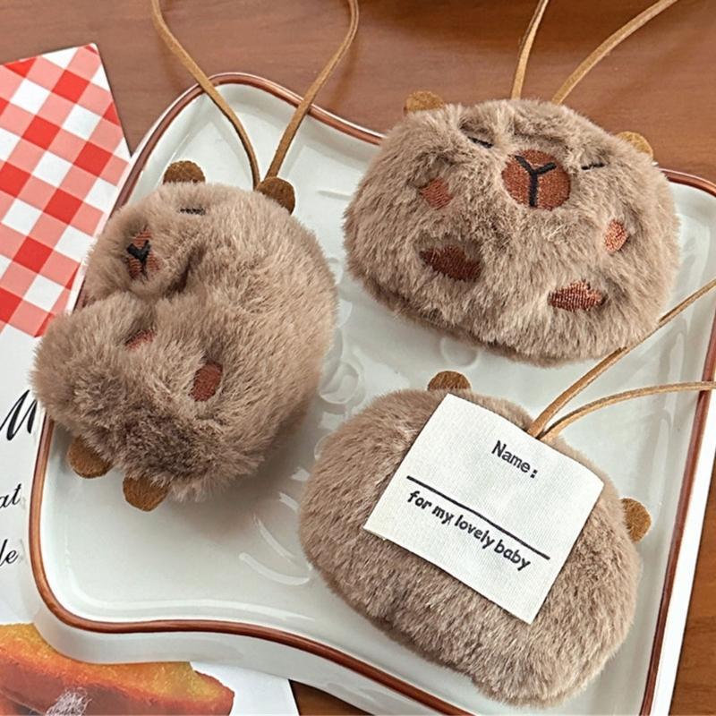 Pack of 4 Capybara Plush Keychains Charm Animal Shaped Keyring Bag and Phone Pendants Accessories Handmade Decoration
