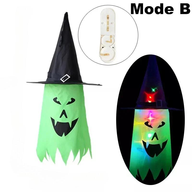 Halloween Glowing Witch Hat Lanterns Hanging Decoration for Garden Porch Room Indoor Outdoor Holiday Party Props Decor