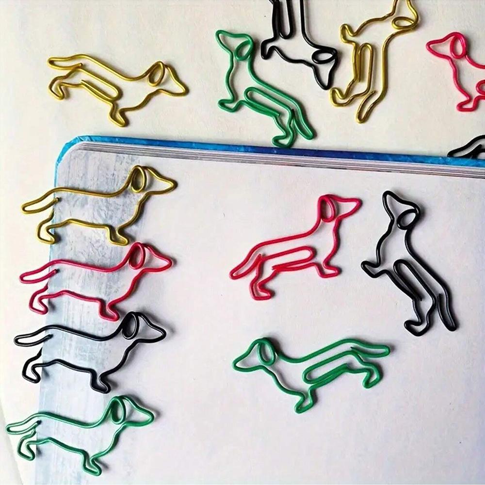 20 Pcs Metal Paper Clips Cat Dog Musical Notes Assorted Color Paperclips Bookmark Teacher Students Office Supplies