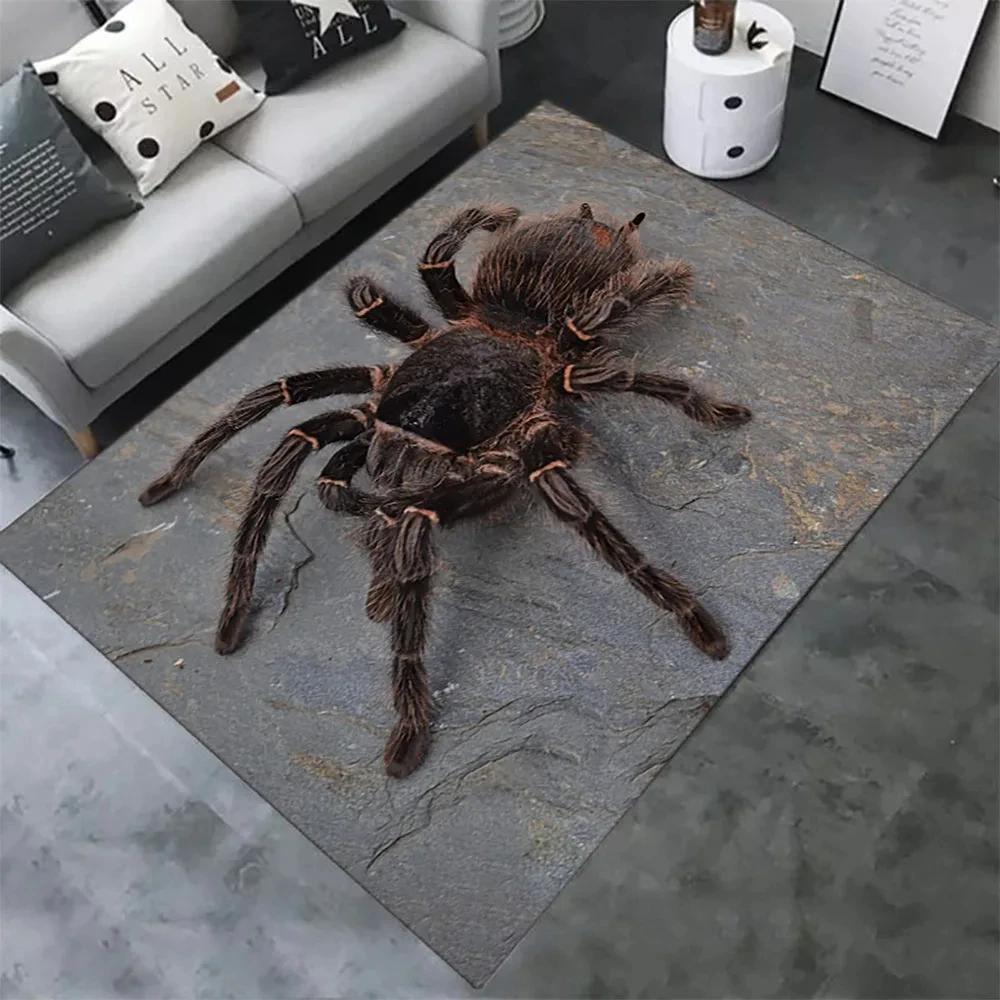 Halloween Spider Carpet 3D Printed Fear Horror Mat Trick or Treat Rug Living Room Bedroom Area Rugs Halloween Gift Home Decor