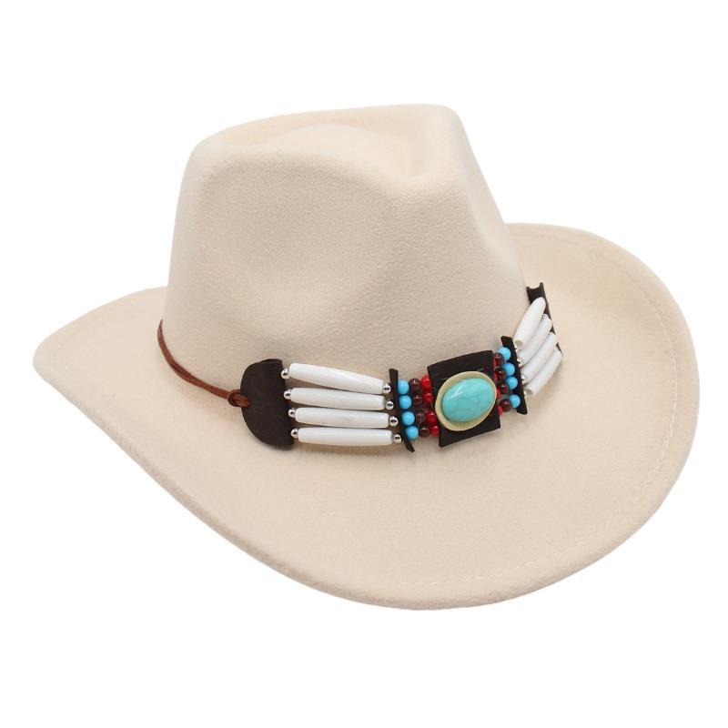 Ethnic Style Western Cowboy Hat Curled Tweed Hat Tibetan Top Hat