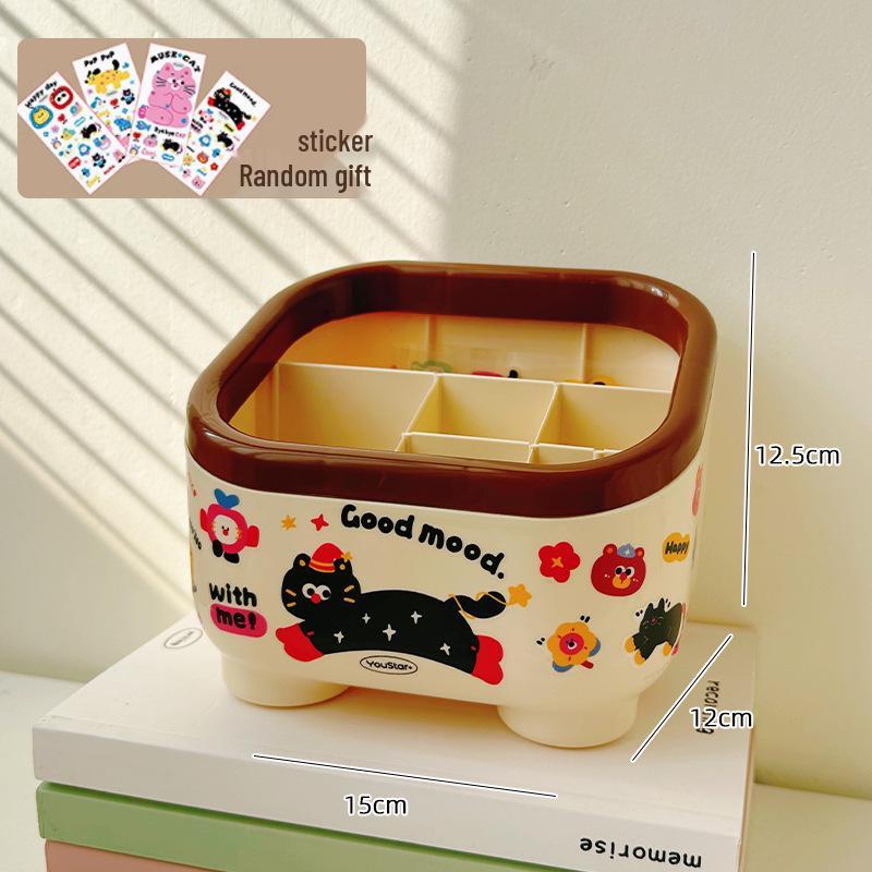 Trapezoidal 6-Grid Pen Holder: Creative, Cute DIY Desktop Organizer for Students