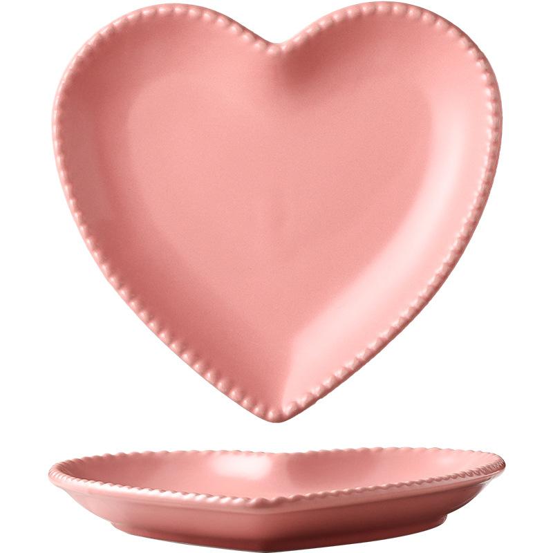 Creative Heart-Shaped Ceramic Small Plate, Household Dim Sum Plate, Catering Dessert Plate, Snack Plate, Direct Supply Can Be Customized