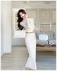 Elegant French Knit Bodycon Dress: Autumn/Winter Long Sleeve Wool with Lapel