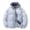 Di Yu Shen Long Unisex Plaid Cotton Padded Jacket - Lapel Collar & Loose Fit