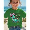 Girls' Kawaii Cartoon Dinosaur Graphic T-Shirt Cute Pink Bow Hearts Print T-Shirt Kids Short Sleeve Tee Y2k Children's Clothing