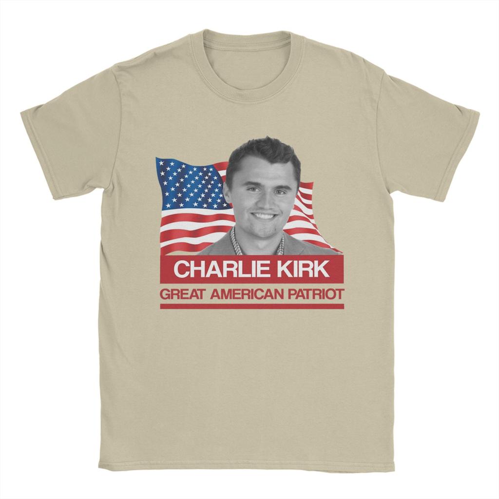 Charlie Kirk T-Shirt für Herren 100% Baumwolle Lustige T-Shirts O-Ausschnitt T-Shirts Kurzarm Kleidung Grafik