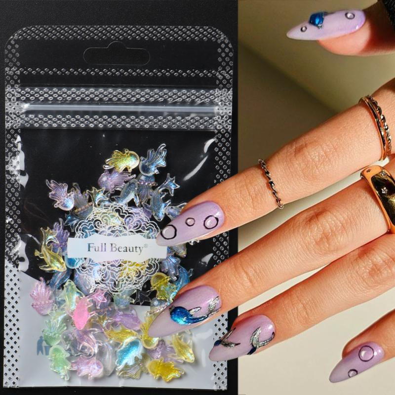 30/50/100ks Delfín Medúza Ozdoby na nehty Žralok Hvězdice Série Mořští živočichové Přívěsky na nehty DIY Nehtové doplňky