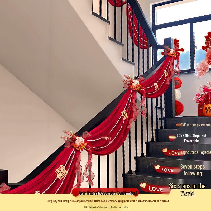Wedding Staircase Double Happiness Garland Set
