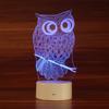 Noční LED světlo 3D na dotyk ve tvaru sovy, 7 barev, stolní lampa, domácí dekorace