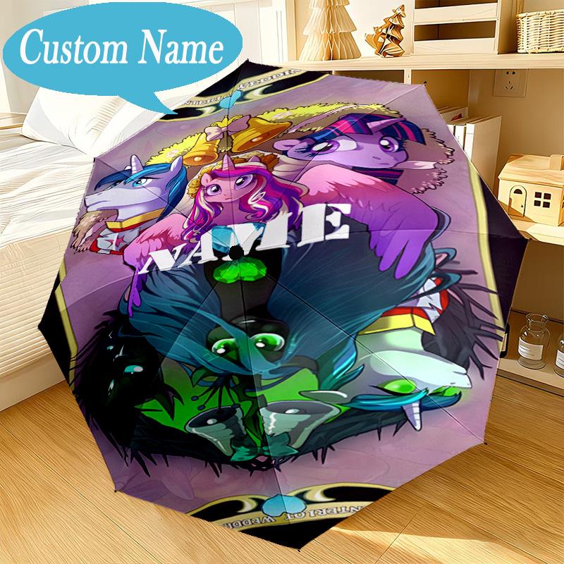 Custom Name Rainbow Unicorn Umbrella Folding Umbrella, Automatic Umbrella 8-Frame for Travel, Casual Lightweight Birthday Christmas gift