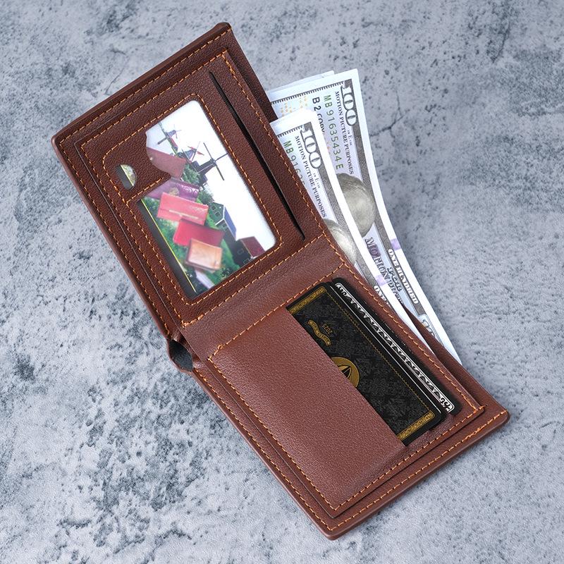 Stylish Men's PU Leather Short Wallet with $100 Bill Design