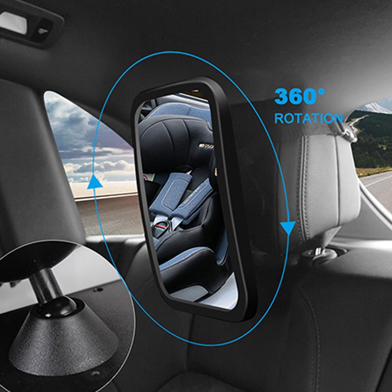 Wide angle car baby safety mirror, used for car rear seats, baby safety monitoring, 360 ° rotatable interior rearview mirror.