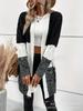 2025 Women's Striped Color Block Knit Cardigan - European & American Casual Fashion, No-Button Design