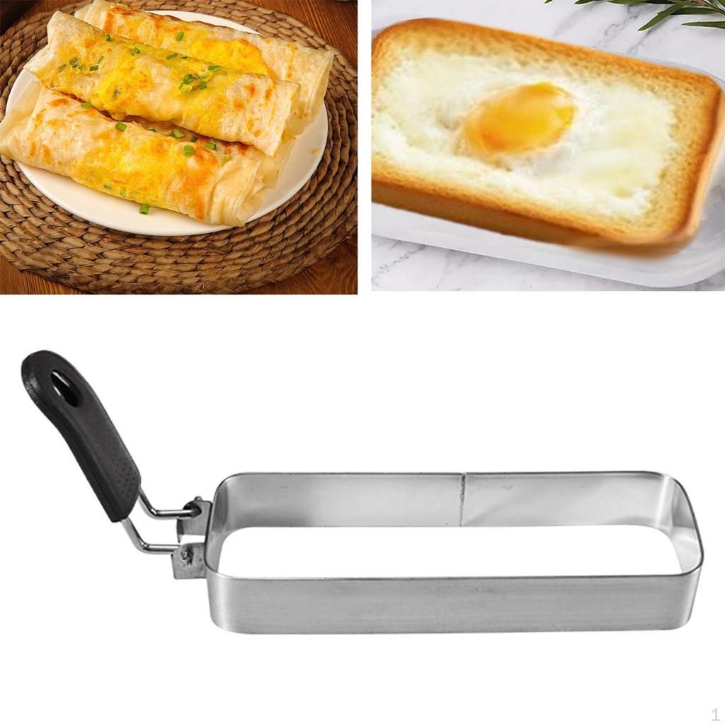 Egg Cooking Model for Breakfast Sandwich,Crumpet with Handle,Stainless Steel Griddle