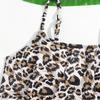 2024 Leopard Print Ruffle Children's High Waist Swimsuit Set