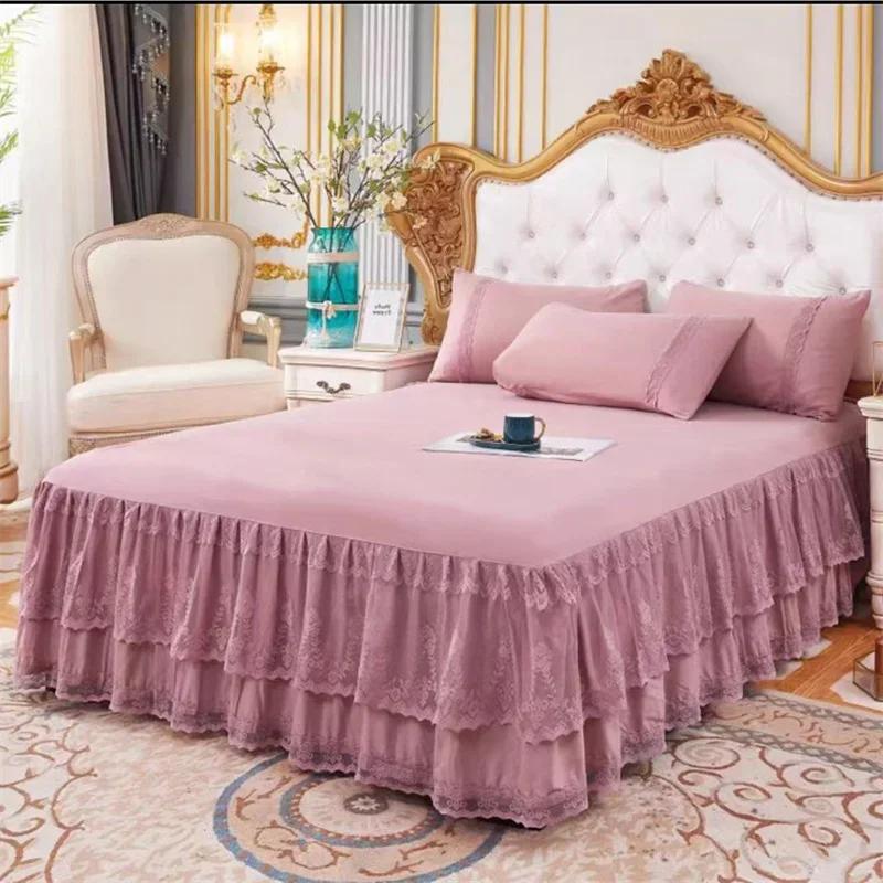 Lace Princess Bedspread Bed Skirt Style Dustproof Decorative Bedspread Big Heming 1.5/1.8/2m Mattress Anti Slip Protective Cover