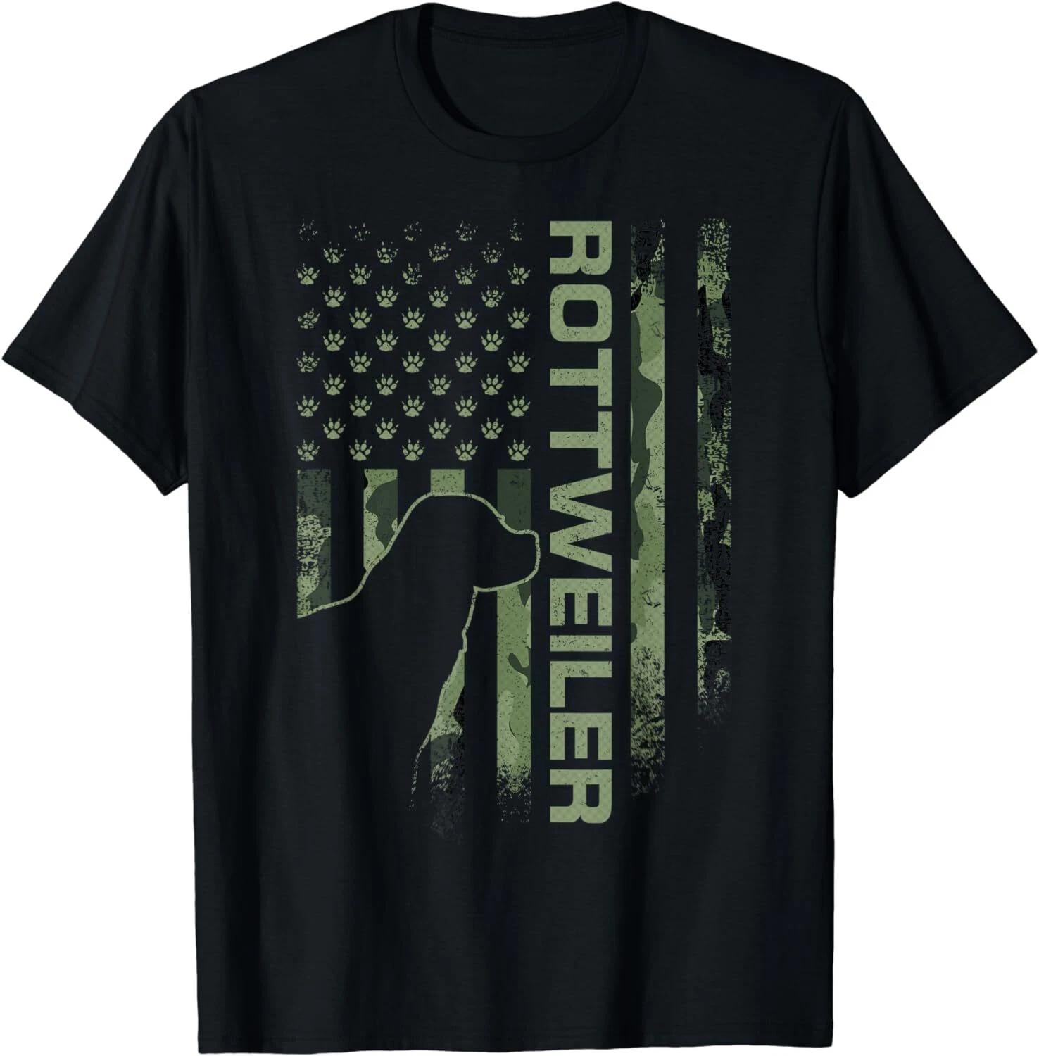 Vintage USA American Camo Flag Rottweiler Rottie Silhouette Dog Gift T-Shirt 2XL