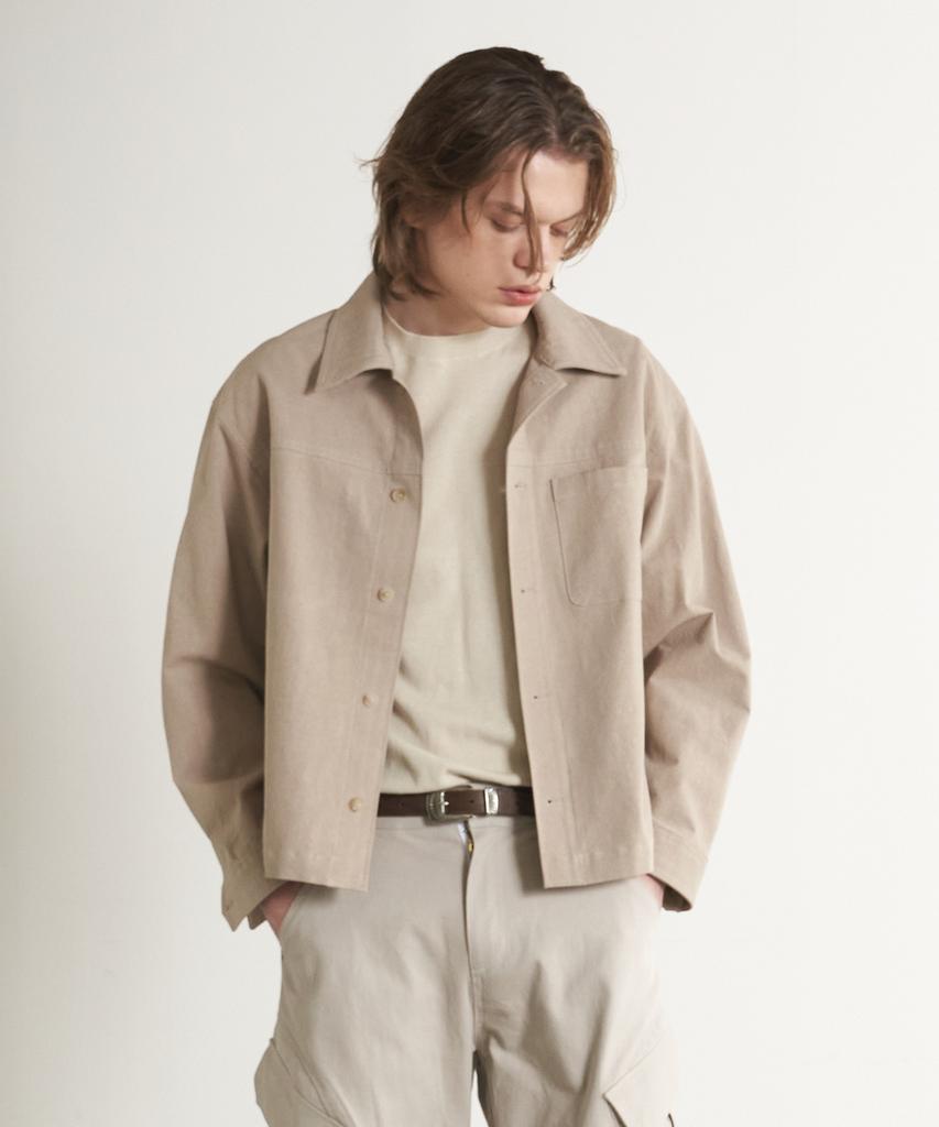 Sperone Peach Washed Crop Shirt Jacket (Beige)