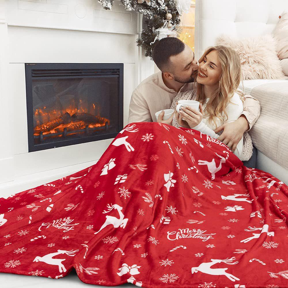Christmas Blanket Soft Flannel Warm Plush Holiday Decoration Blanket Winter Comfortable Sofa Blanket S135