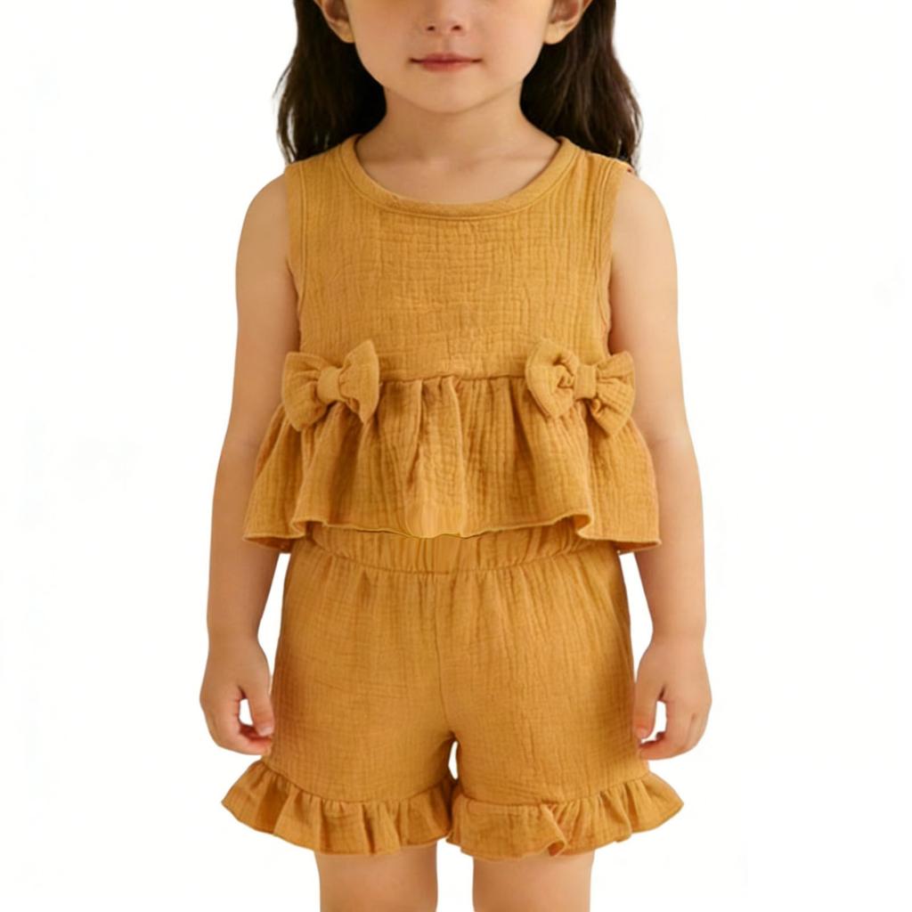 Children's Sweet Set Cute Vest Shorts Girls Sleeveless Casual Two-Piece Set