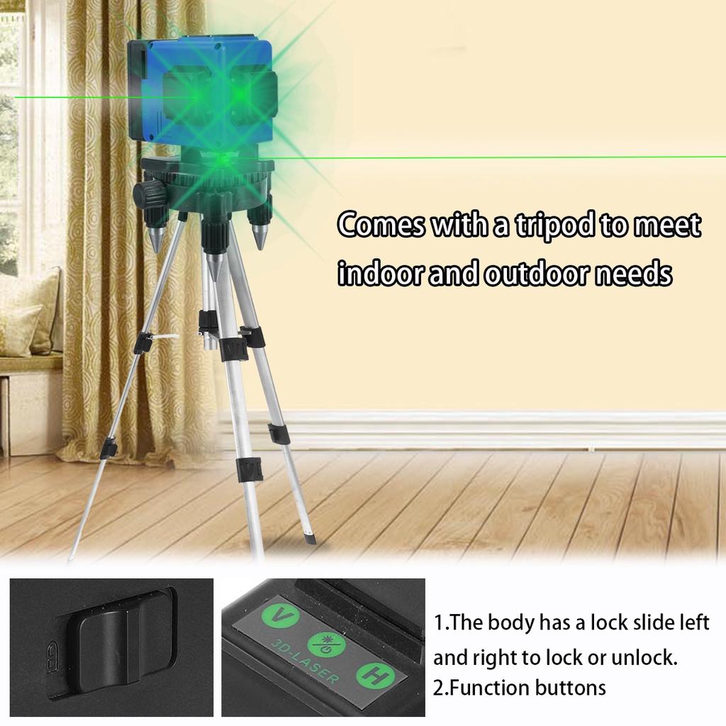 6000mAh 12Lines Laser levels Green Beam 360 Horizontal Vertical Cross Self-Leveling With 2 Battery And Remoter Laser Levels New