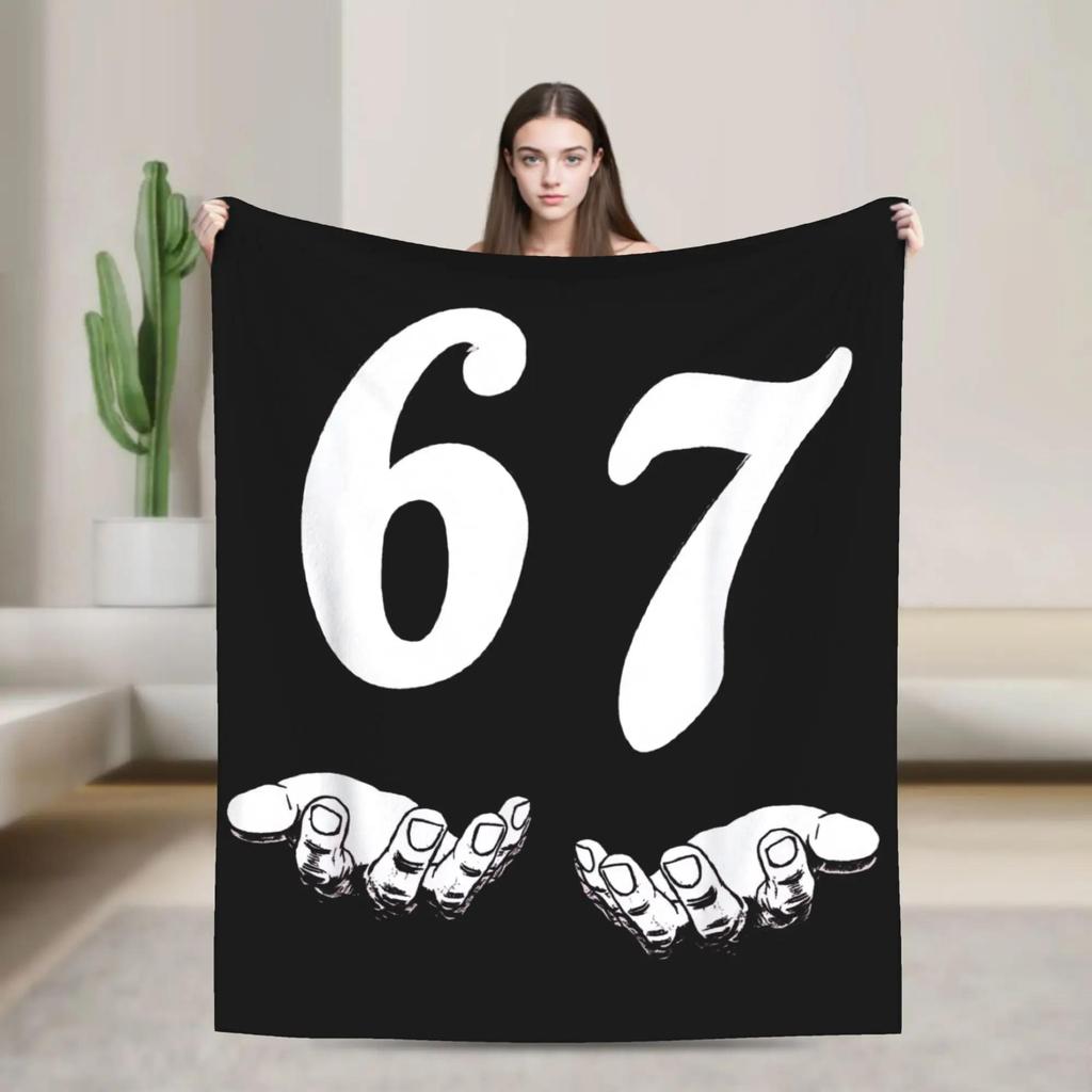 Christmas Humor Santa Says Six Seven  Flannel Blanket Winter Warm Soft Bedding Throws for Kids Couch Chair Fun Bedspread