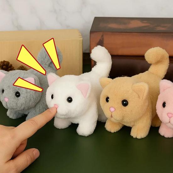 Kids Realistic Plush Cat Toy Lifelike Kitten Plushie Doll Toddlers Boys Girls Educational Simulation Animal Toy Holiday Birthday Gift
