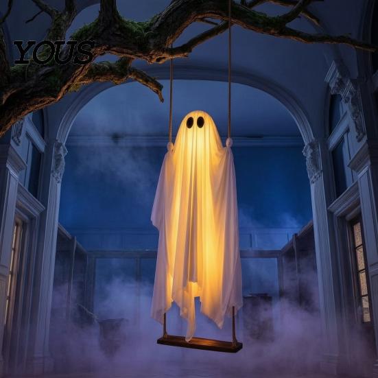 Idée Cadeau Rituel de Fête Décoration Fantôme Suspendu d'Halloween, Ornement à Suspendre Extérieur pour Jardin Porche Cour, Accessoires de Fête Résistants aux Intempéries Avant Effrayant