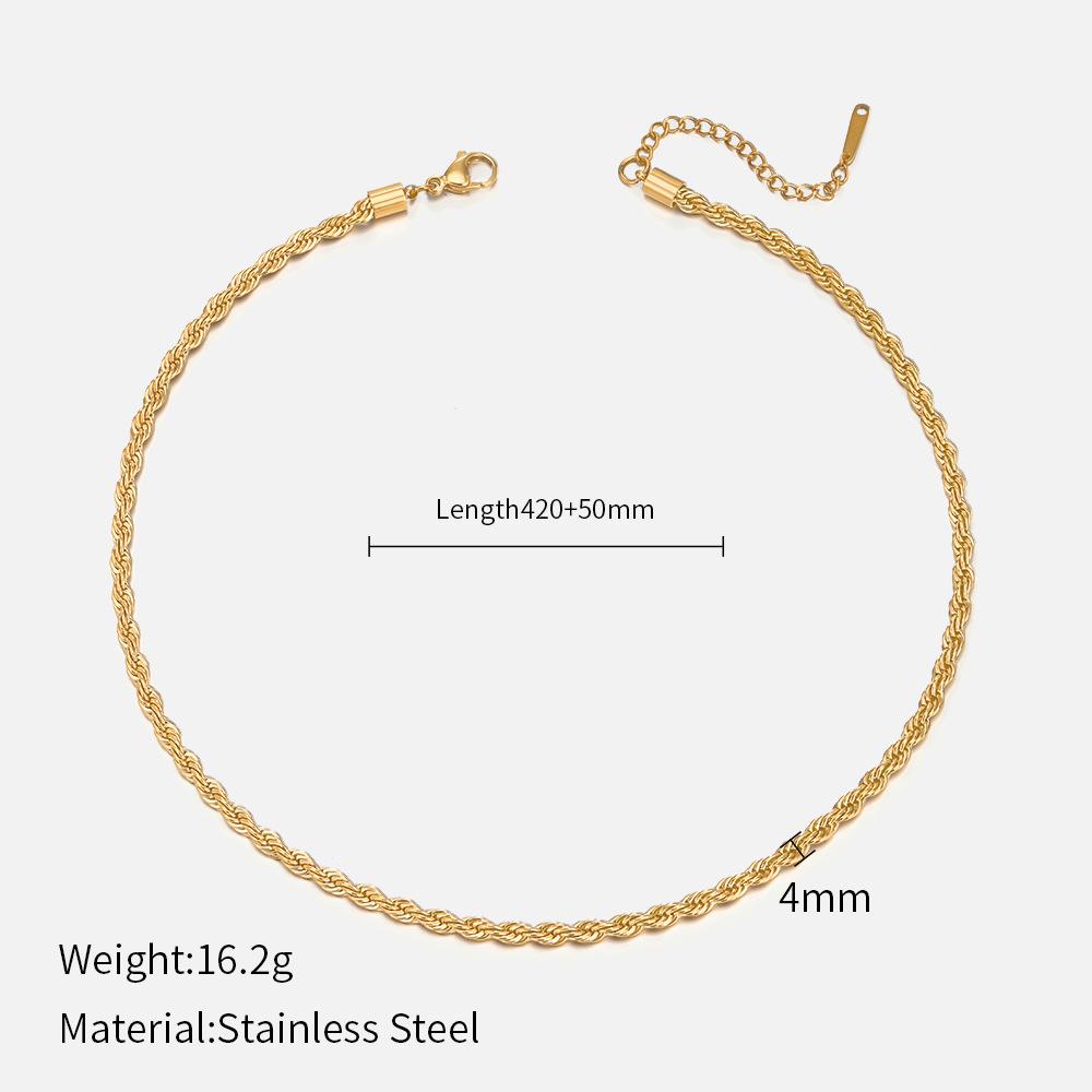 European and American fashion new 1mm/1mm twist chain necklace women, simple stainless steel necklace neck chain jewelry